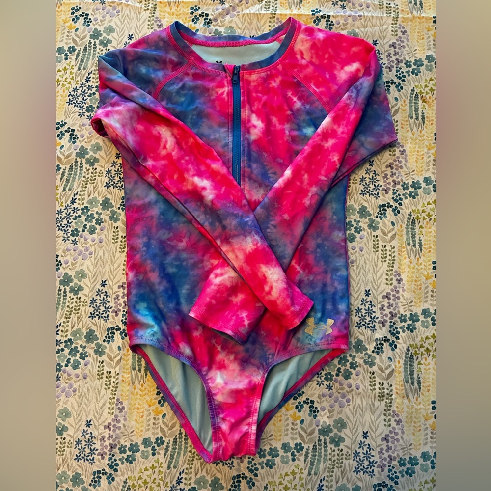 Under Armour Kids Tie-Dye Swim One Piece - Pink and Blue